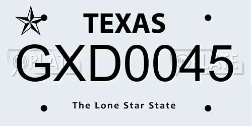 GXD0045 Texas License Plate