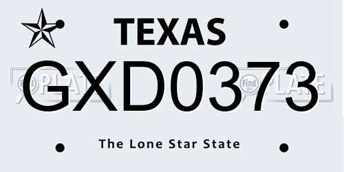 GXD0373 Texas License Plate
