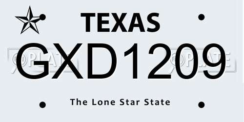 GXD1209 Texas License Plate