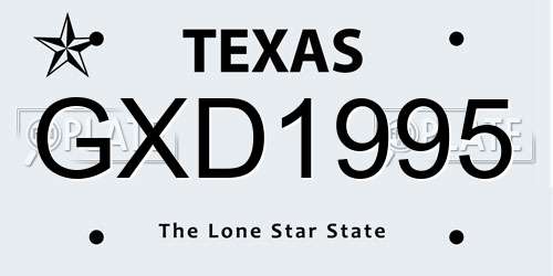 GXD1995 Texas License Plate