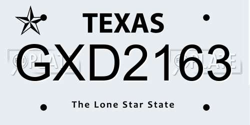 GXD2163 Texas License Plate