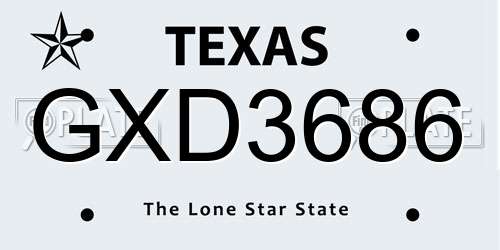 GXD3686 Texas License Plate