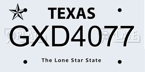 GXD4077 Texas License Plate