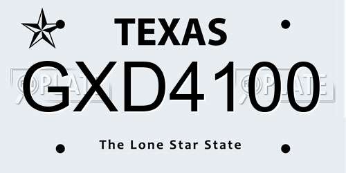 GXD4100 Texas License Plate