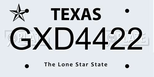 GXD4422 Texas License Plate