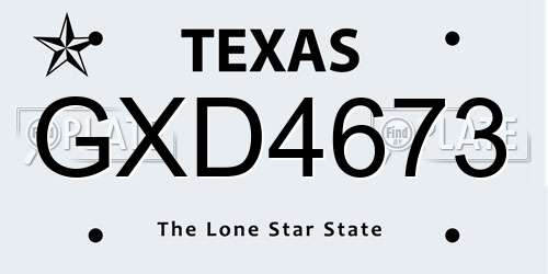 GXD4673 Texas License Plate
