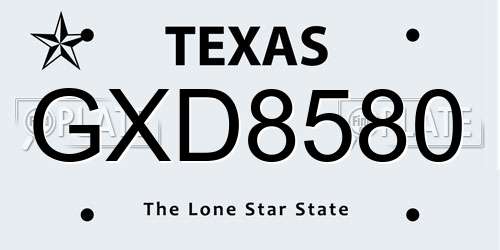 GXD8580 Texas License Plate