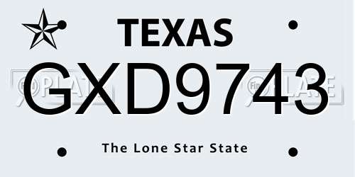 GXD9743 Texas License Plate