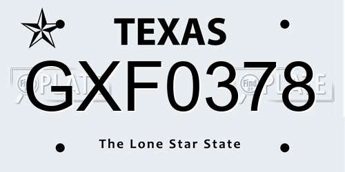 GXF0378 Texas License Plate