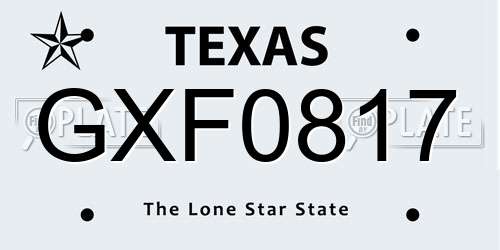 GXF0817 Texas License Plate