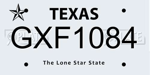 GXF1084 Texas License Plate