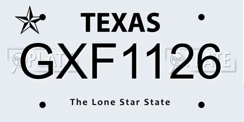 GXF1126 Texas License Plate