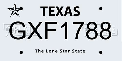 GXF1788 Texas License Plate