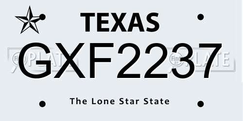 GXF2237 Texas License Plate