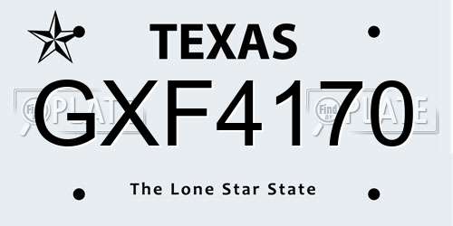 GXF4170 Texas License Plate