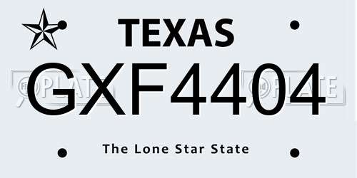 GXF4404 Texas License Plate