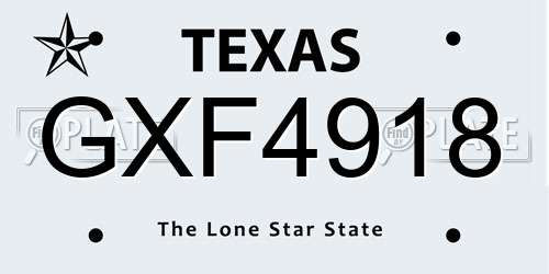 GXF4918 Texas License Plate