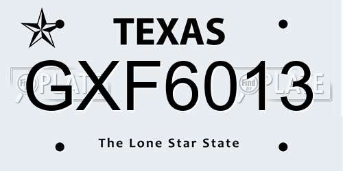 GXF6013 Texas License Plate