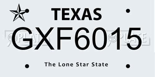 GXF6015 Texas License Plate