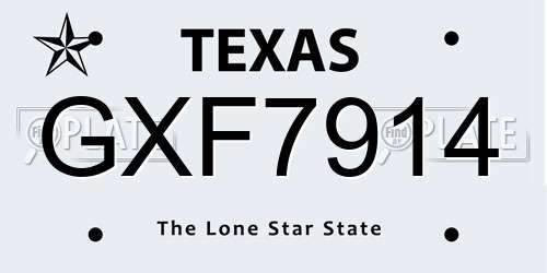 GXF7914 Texas License Plate