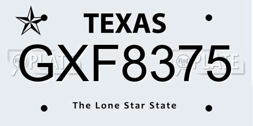 GXF8375 Texas License Plate