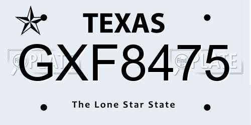 GXF8475 Texas License Plate