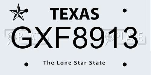 GXF8913 Texas License Plate