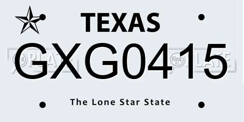 GXG0415 Texas License Plate