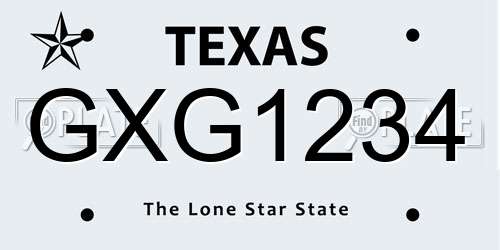 GXG1234 Texas License Plate