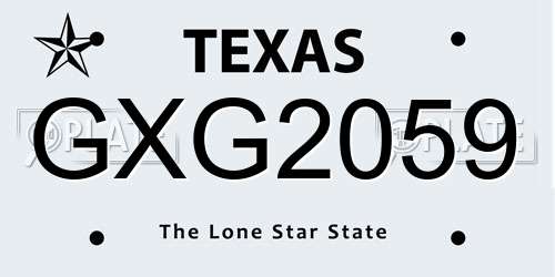 GXG2059 Texas License Plate