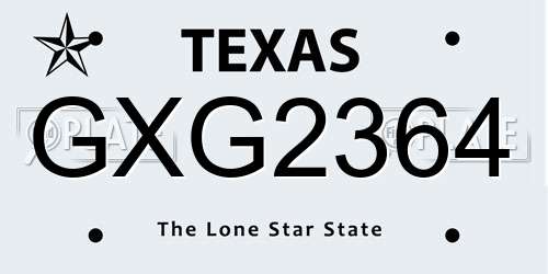 GXG2364 Texas License Plate