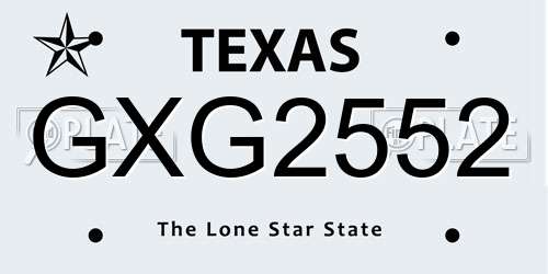 GXG2552 Texas License Plate