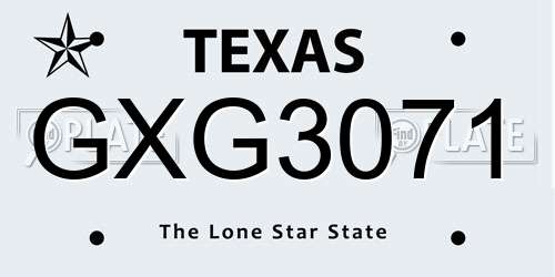 GXG3071 Texas License Plate