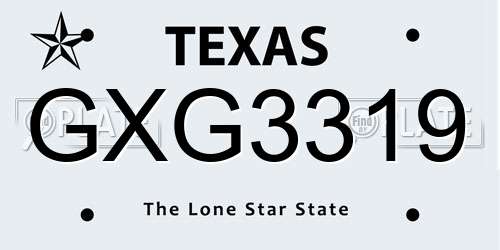 GXG3319 Texas License Plate