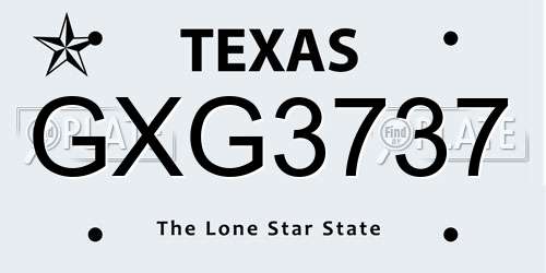 GXG3737 Texas License Plate