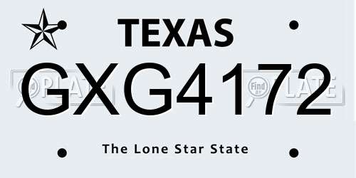 GXG4172 Texas License Plate
