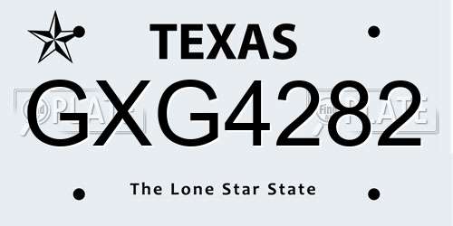 GXG4282 Texas License Plate