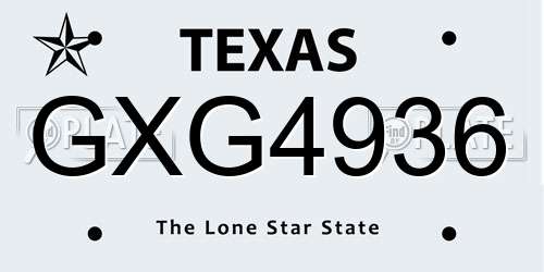 GXG4936 Texas License Plate