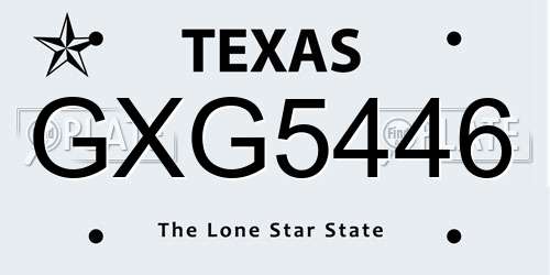 GXG5446 Texas License Plate