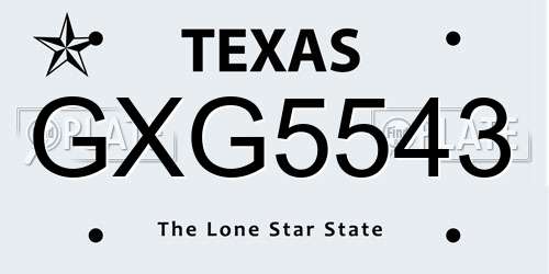 GXG5543 Texas License Plate
