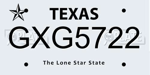 GXG5722 Texas License Plate
