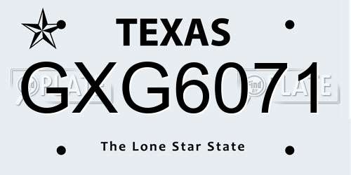 GXG6071 Texas License Plate