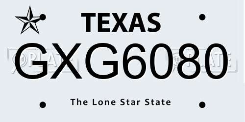GXG6080 Texas License Plate