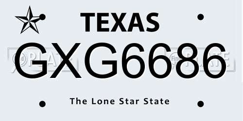 GXG6686 Texas License Plate