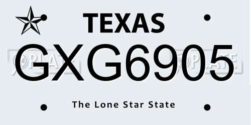 GXG6905 Texas License Plate