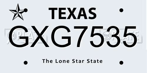 GXG7535 Texas License Plate