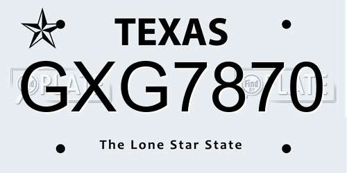 GXG7870 Texas License Plate