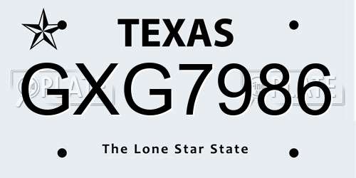 GXG7986 Texas License Plate