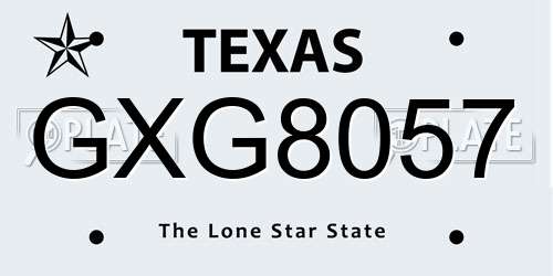 GXG8057 Texas License Plate