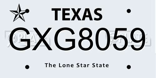 GXG8059 Texas License Plate